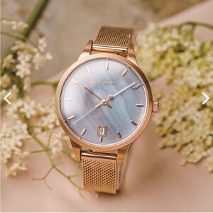 Holzkern: Berylline Nacre & Rose Gold Watch